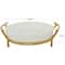 CosmoLiving by Cosmopolitan 19" White Glass Kitchen Serving Bowl with Gold Metal Stand